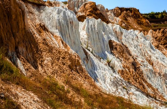 a fragment of a quarry of kaolin mining with beautiful slopes, Vetovo village area, Bulgaria