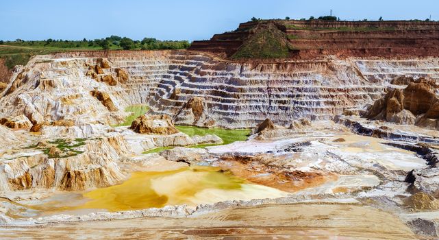 Abandoned Kaolin quarry with white plaster material, Vetovo village area, Bulgaria