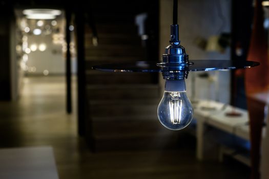 a blue led bulb in the room