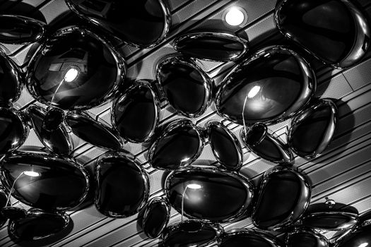 abstract futuristic metal shape with lights