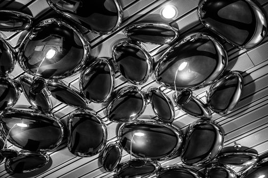 abstract futuristic metal shape with lights