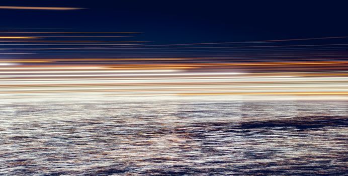 abstract lights in the dark reflected in water