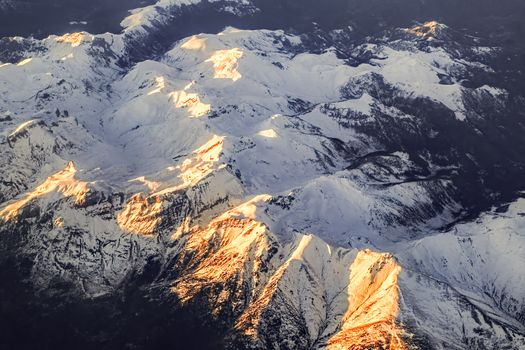 Aerial view over the France Alps