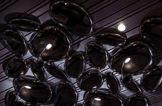 abstract futuristic metal shape with lights
