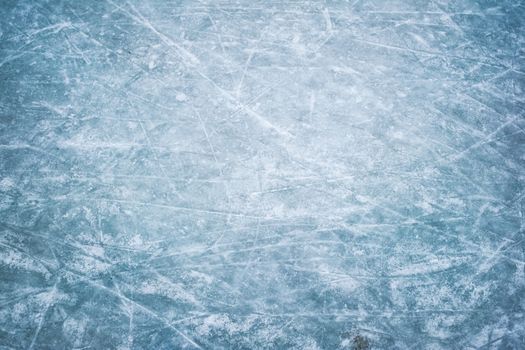 Blue ice in skate scratches