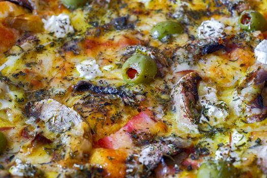 Delicious pizza close up