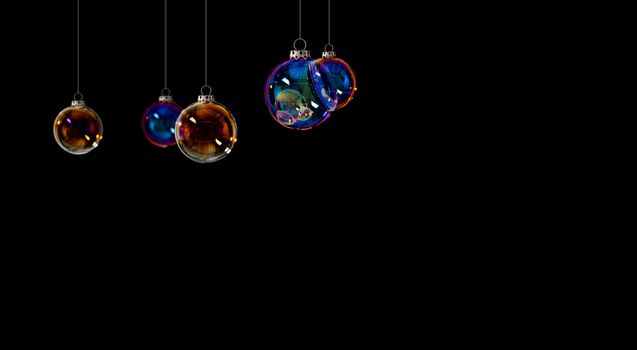 Christmas Background Concepts with christmas balls; soap bubble with copy space