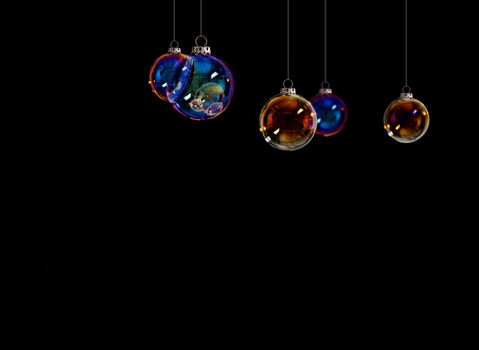 Christmas Background Concepts with christmas balls; soap bubble with copy space