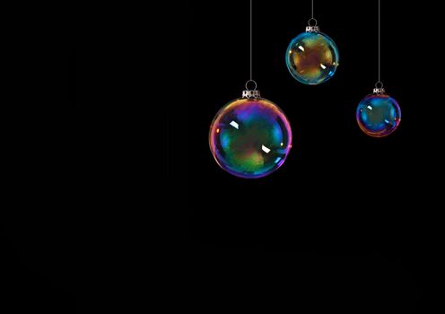 Christmas Background Concepts with christmas balls; soap bubble with copy space