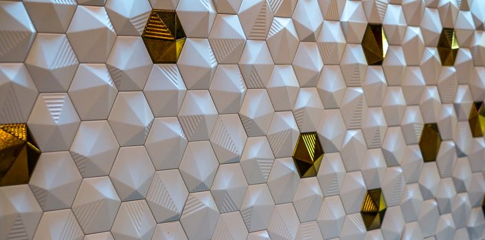 hexagonal white and golden shape