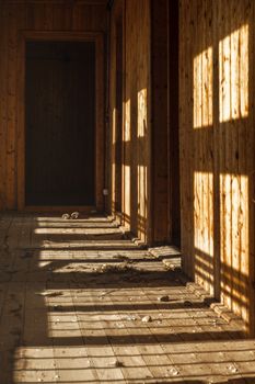 inside abandoned wooden construction