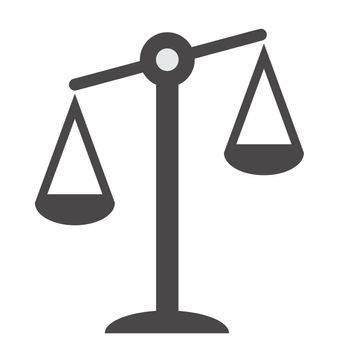 Pictograph of justice scales.  flat style. scales icon for your web site design, logo, app, UI. 