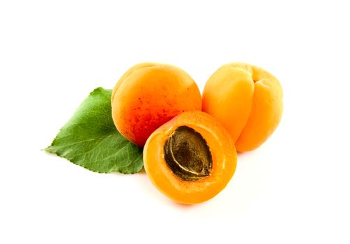 Fresh ripe apricot isolated on white background.