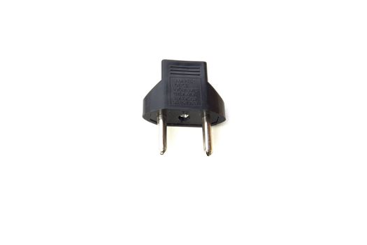 Black plug adapter on white background.