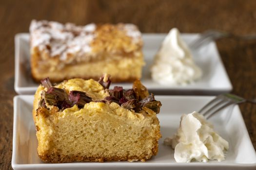 slice of german rhubarb cake