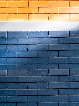dark blue and orange color brick wall interior background