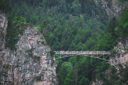 Marienbrucke or Bridge of Queen Mary spanning the spectacular Pollat Gorge near Schloss Neuschwanstein castle, Germany.