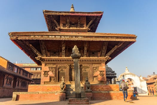 Kathmandu, Nepal - CIRCA 2020:Nepal Kathmandu Royal Patan palace complex in Patan Durbar Square famous place tourist attraction. Bhaktapur is UNESCO World Heritage site located in the Kathmandu Valley