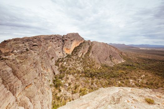 The iconic Mt Hollow landscape and cliffs on a hike in the Northern Grampians in Victoria Australia