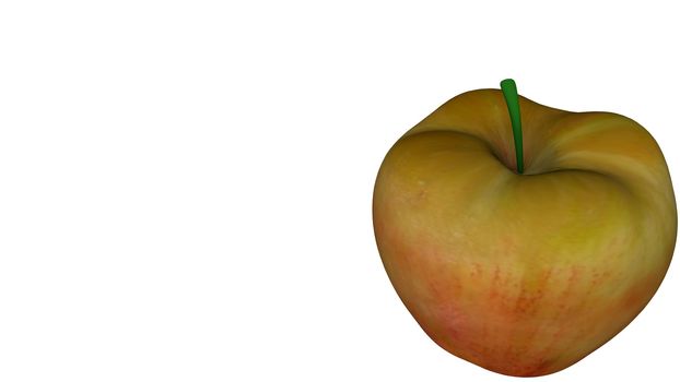 Red apple and green apple isolated on white background with copy space for texture. 3D illustration