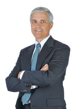 Smiling Businessman With Arms Folded isolated over white