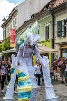 Sibiu City, Romania - 22 June 2019. Chameleons dance crew from Germany directed by  Nina Scholz, performing at the Sibiu International Theatre Festival from Sibiu, Romania.