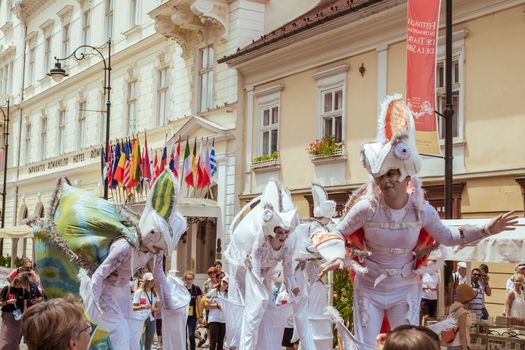 Sibiu City, Romania - 22 June 2019. Chameleons dance crew from Germany directed by  Nina Scholz, performing at the Sibiu International Theatre Festival from Sibiu, Romania.