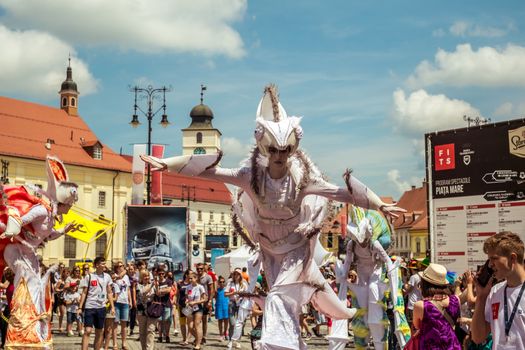 Sibiu City, Romania - 22 June 2019. Chameleons dance crew from Germany directed by  Nina Scholz, performing at the Sibiu International Theatre Festival from Sibiu, Romania.
