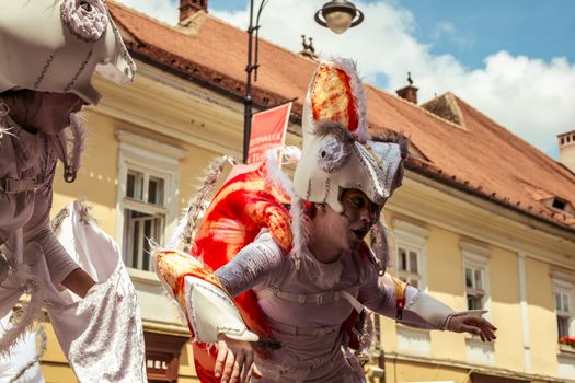 Sibiu City, Romania - 22 June 2019. Chameleons dance crew from Germany directed by  Nina Scholz, performing at the Sibiu International Theatre Festival from Sibiu, Romania.