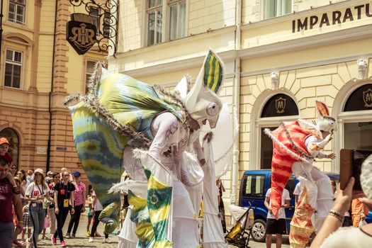 Sibiu City, Romania - 22 June 2019. Chameleons dance crew from Germany directed by  Nina Scholz, performing at the Sibiu International Theatre Festival from Sibiu, Romania.