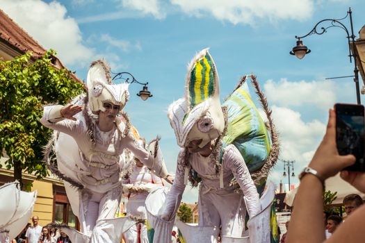 Sibiu City, Romania - 22 June 2019. Chameleons dance crew from Germany directed by  Nina Scholz, performing at the Sibiu International Theatre Festival from Sibiu, Romania.
