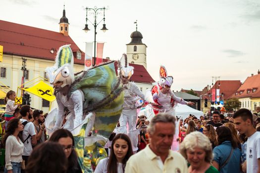 Sibiu City, Romania - 22 June 2019. Chameleons dance crew from Germany directed by  Nina Scholz, performing at the Sibiu International Theatre Festival from Sibiu, Romania.