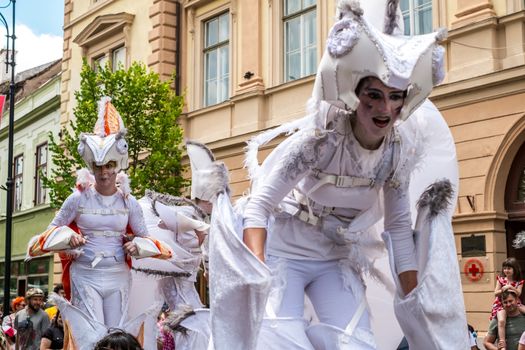 Sibiu City, Romania - 22 June 2019. Chameleons dance crew from Germany directed by  Nina Scholz, performing at the Sibiu International Theatre Festival from Sibiu, Romania.