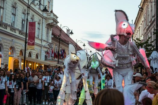 Sibiu City, Romania - 22 June 2019. Chameleons dance crew from Germany directed by  Nina Scholz, performing at the Sibiu International Theatre Festival from Sibiu, Romania.