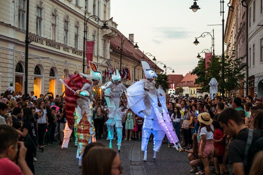Sibiu City, Romania - 22 June 2019. Chameleons dance crew from Germany directed by  Nina Scholz, performing at the Sibiu International Theatre Festival from Sibiu, Romania.