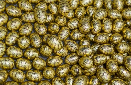 Malaga, Spain - January 26, 2018. Easter Eggs Foiled GUYLIAN Belgian Chocolates