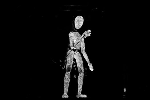 Sibiu City, Romania - 22 June 2019. DUNDU an illuminated large-scale puppet at the Sibiu International Theatre Festival from Sibiu, Romania.