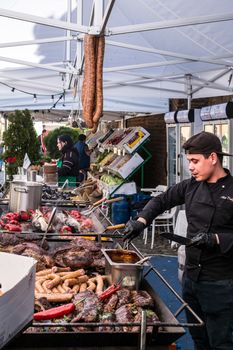 Sibiu City, Romania - 11 May 2019. Famous chef prepare food at the Summit of taste with the occasion of Informal meeting of heads of state or government 2019 in Sibiu, Romania