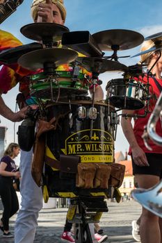 Sibiu City, Romania - 19 June 2019. Mr Wilson's Second Liners from UK, performing at the Sibiu International Theatre Festival from Sibiu, Romania.