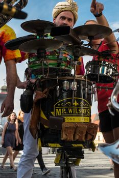 Sibiu City, Romania - 19 June 2019. Mr Wilson's Second Liners from UK, performing at the Sibiu International Theatre Festival from Sibiu, Romania.