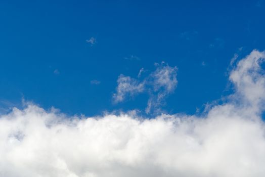 View of the blue sky and white clouds before heavy rain