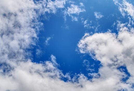 View of the blue sky and white clouds before heavy rain