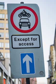 Except for access road sign in England