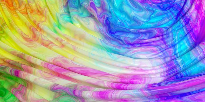 Wave colorful painting pattern with fabric background, 3d rendering. Computer digital drawing.