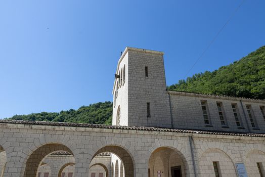 rocca porena,italy july 05 2020:new sntuario of santa rita in the town of rocca porena