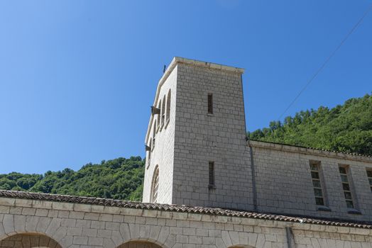 rocca porena,italy july 05 2020:new sntuario of santa rita in the town of rocca porena