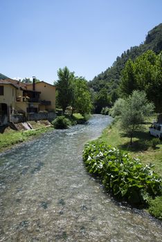 river of Scheggino province of Perugia on a sunny day