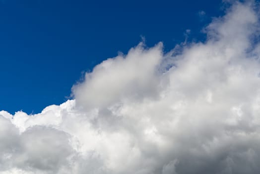 View of the blue sky and white clouds before heavy rain