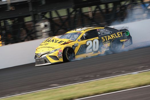 July 05, 2020 - Indianapolis, Indiana, USA: Eric Jones (20) hits the wall during the Brickyard 400 race at the Indianapolis Motor Speedway in Indianapolis, Indiana.