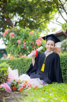 Happy graduated student girl, congratulations of education success.